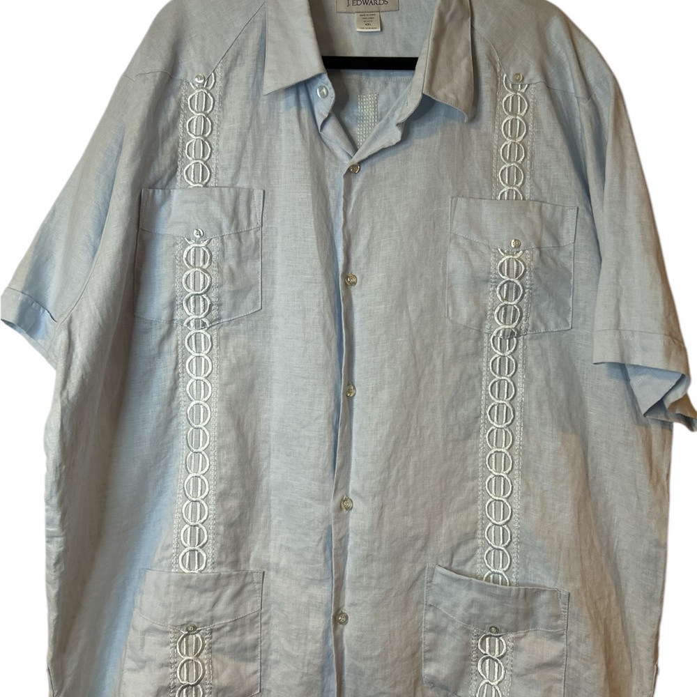J. Edwards Light Blue Linen Shirt 4XL